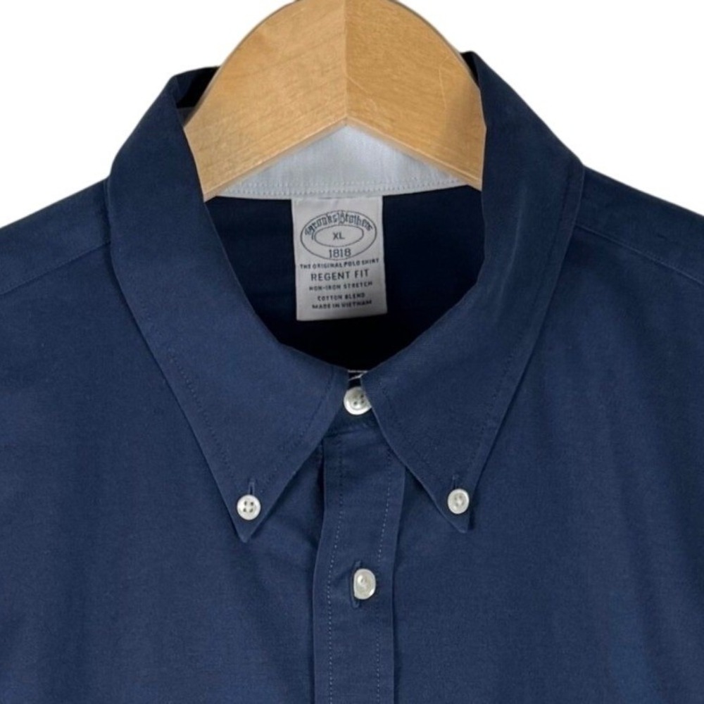Brooks Brothers 1818 Regent Fit Navy Non-Iron Stretch Button Down Shirt Mens XL